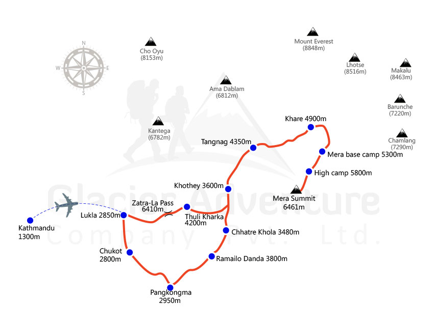 Mera peak climbing map