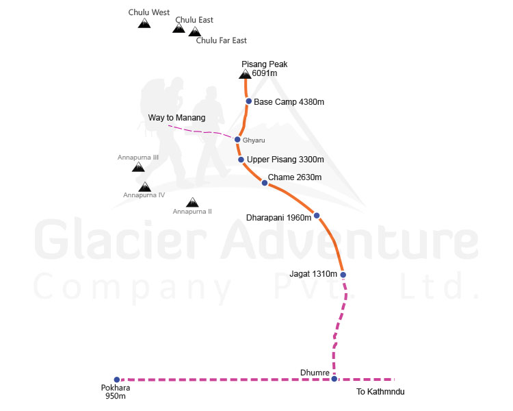 Pisang Peak Climbing map