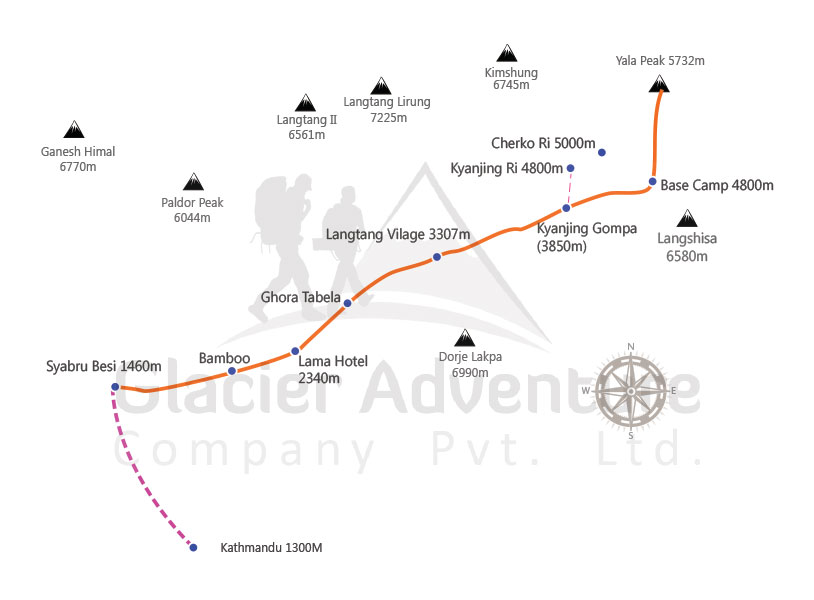 Yala Peak Climbing map