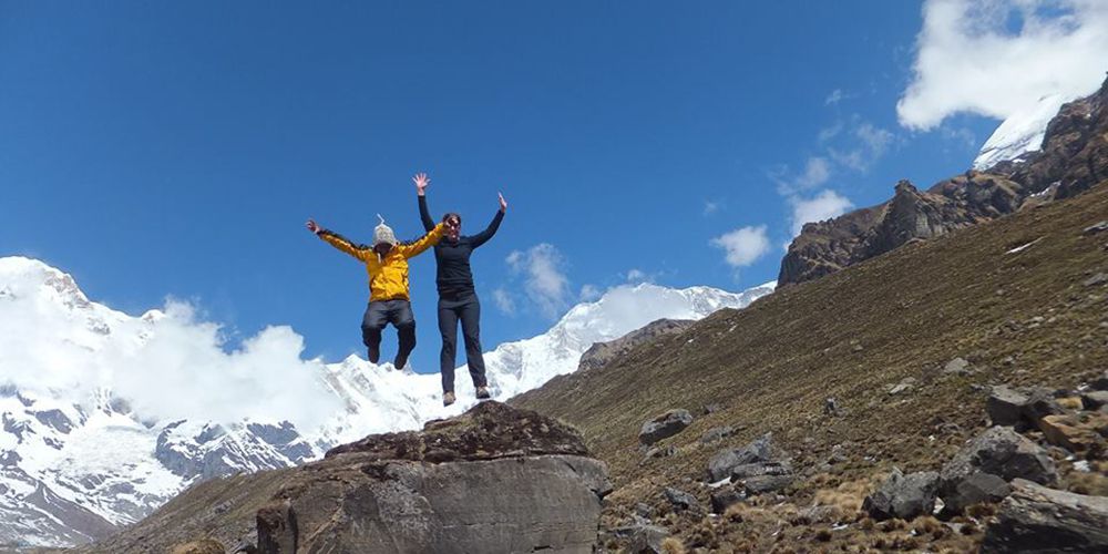 Adventure Girl and boy flying in Annapurna base camp!