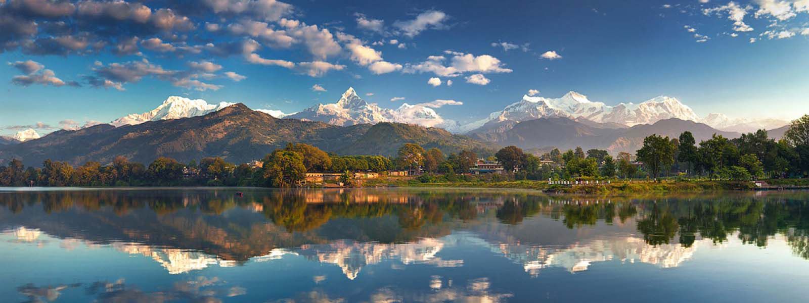 Mt Fishtail and Neighbor mountain reflected on Phewa Lake in Pokhara!