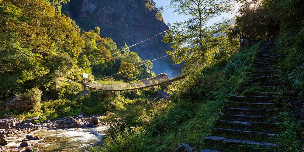 Beautiful bridge in Langtang River!