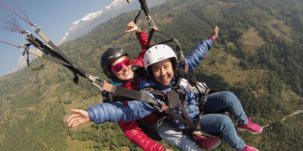 Paragliding in Nepal.