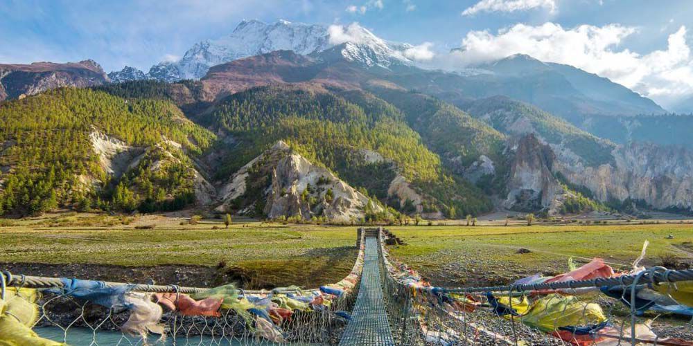 Suspension bridge with beautiful mountain view!